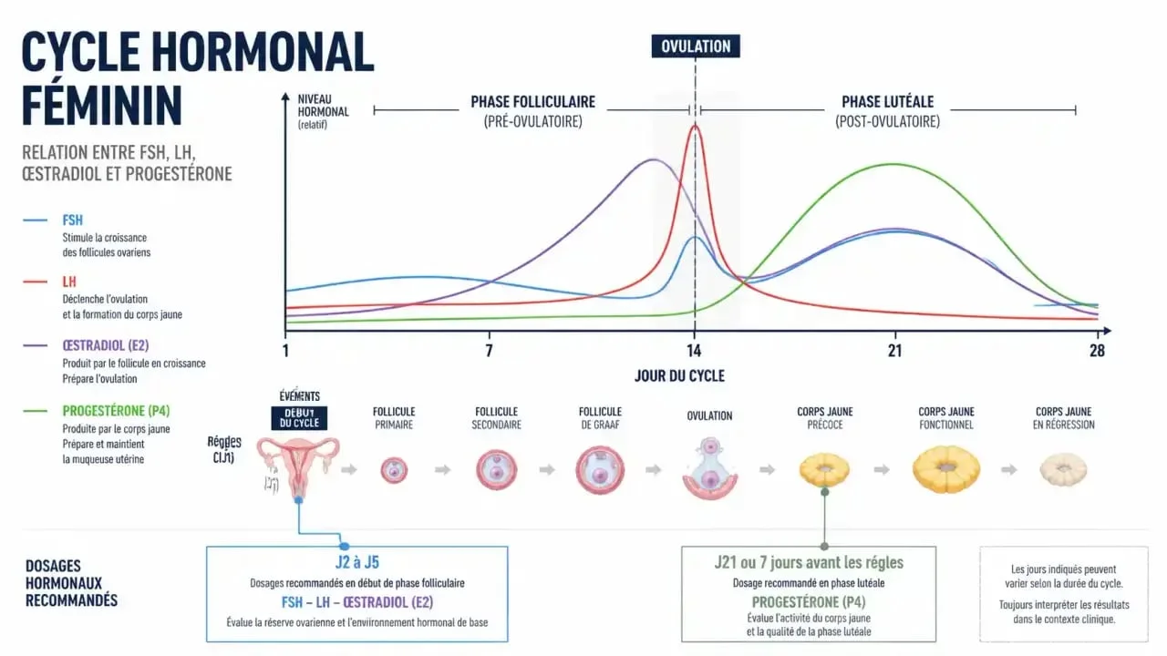 Prise de sang hormonal : cycle féminin et moments de dosage