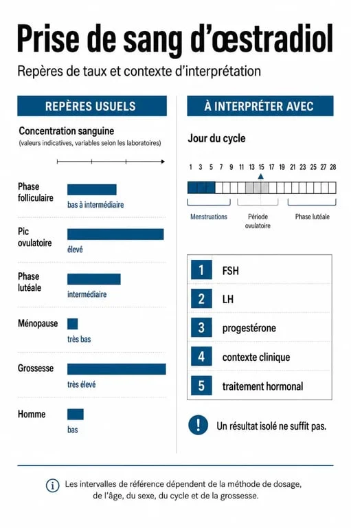 Prise de sang d’oestradiol : repères de taux selon le cycle, la ménopause et la grossesse