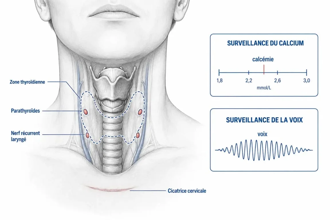 Ablation de la thyroide : consequences et suivi, schéma du cou après chirurgie