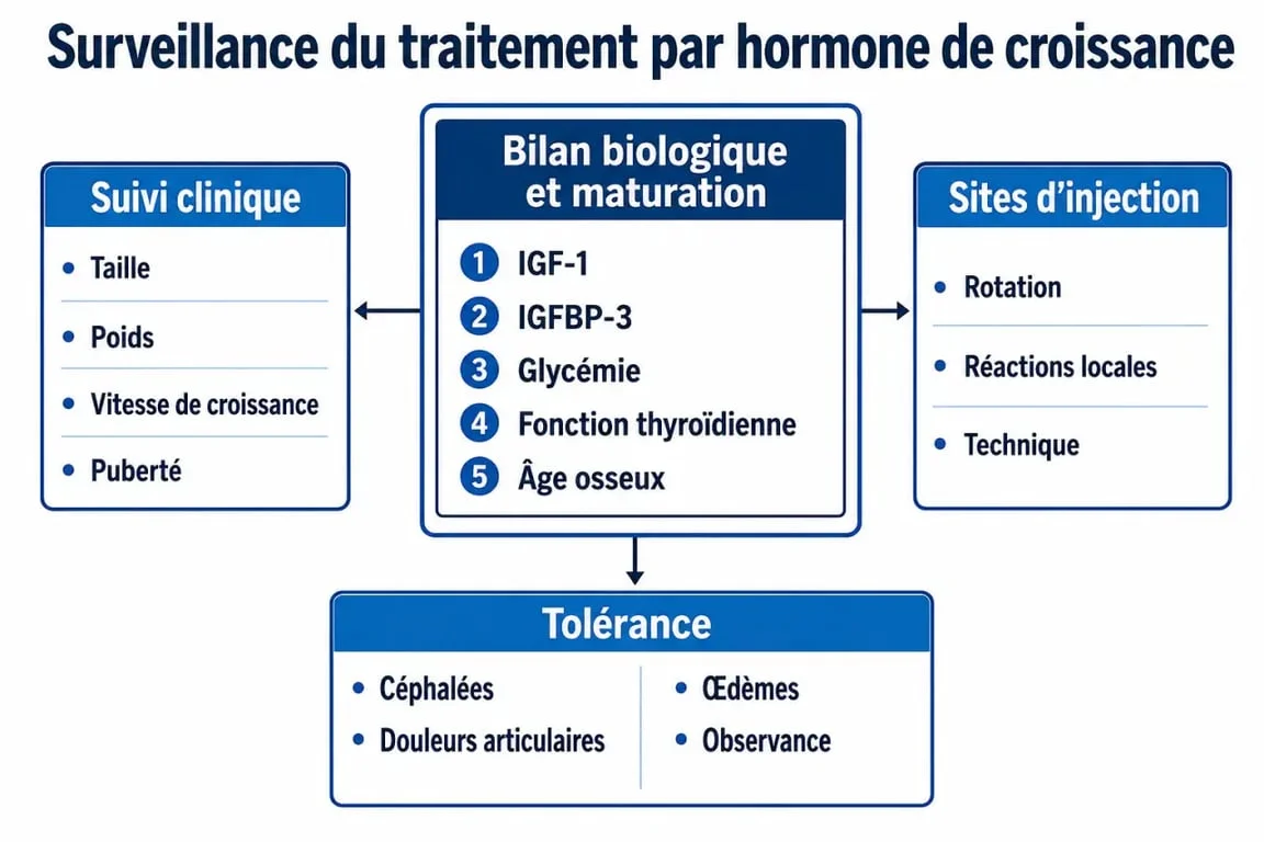 Schéma de surveillance du dosage de l’hormone de croissance
