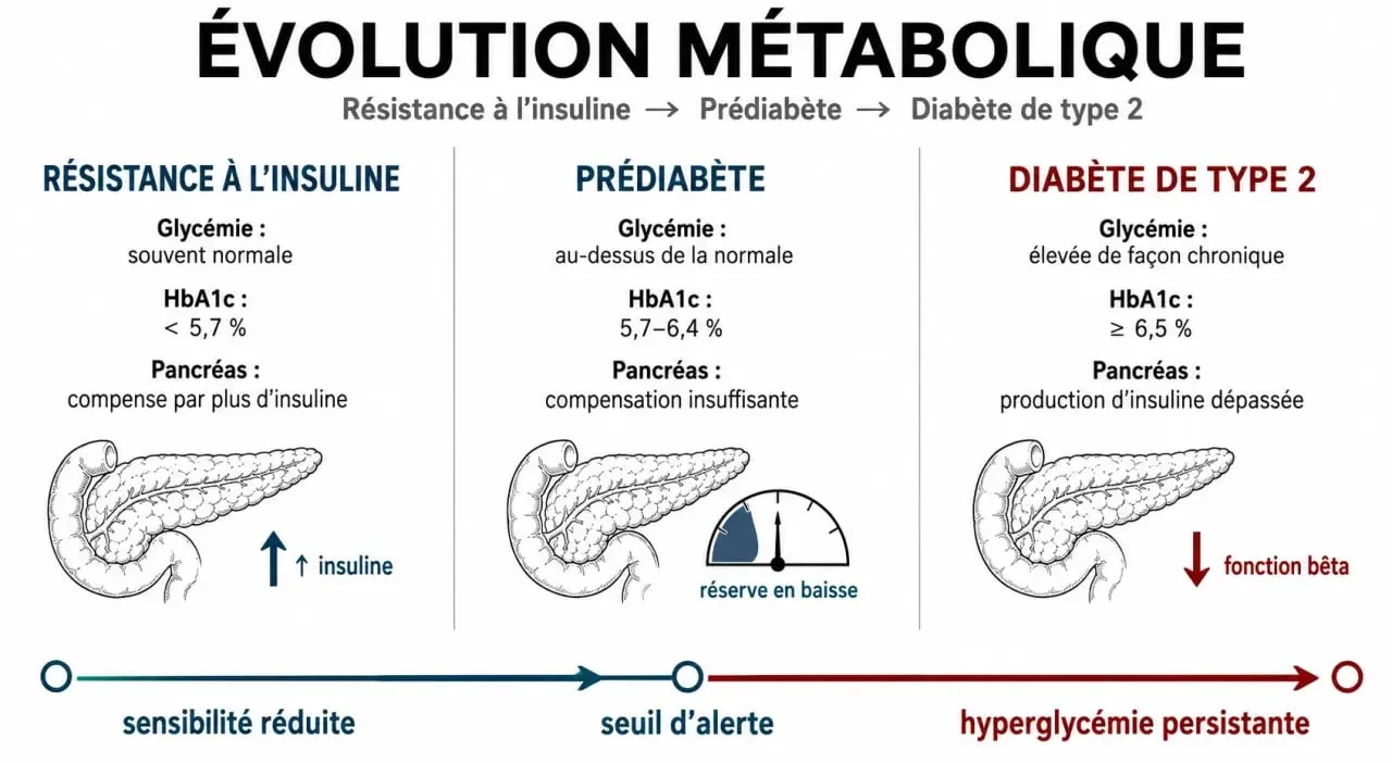 Comparatif de la résistance à l’insuline, du prédiabète et du diabète de type 2